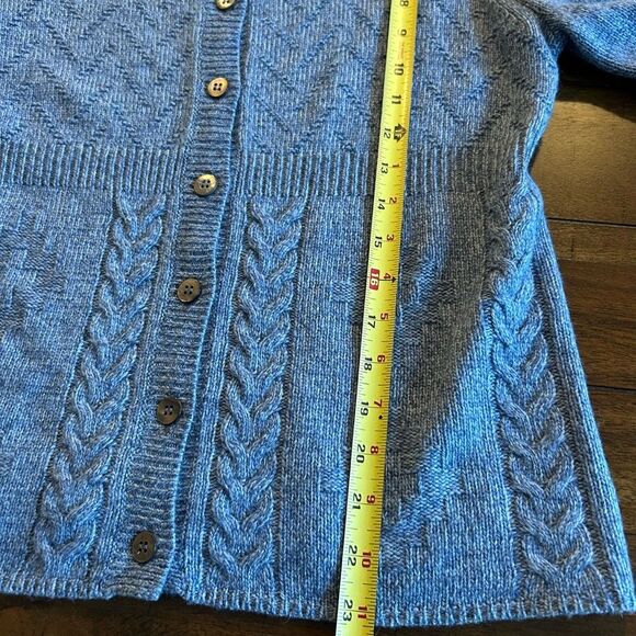 Sundance Cobalt Blue Wool Alpaca Lightweight Cardigan Sweater Medium Petite - Picture 3 of 7